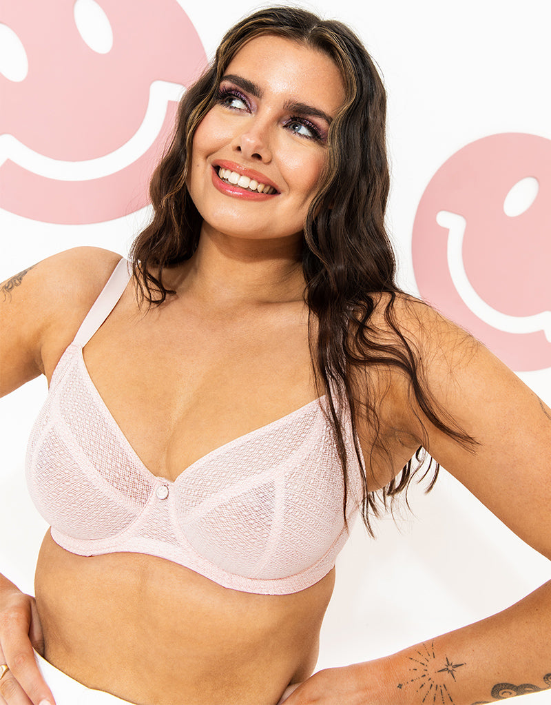 Buy DD-GG White Recycled Lace Comfort Full Cup Bra 36F, Bras